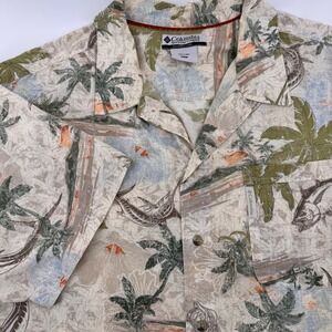 Columbia Sportswear Men's XL Tropical Palm Tree & Marlin‎ Fish Button Down